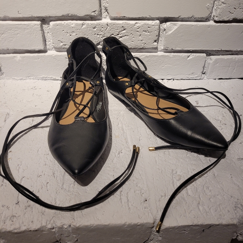 Black Strappy Flats